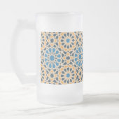 Geometric Moroccan Tile & Orange Pattern フロストグラスビールジョッキ (左)