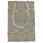 Geometric Moroccan Tile & Orange Pattern ミディアムペーパーバッグ (正面)