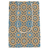 Geometric Moroccan Tile & Orange Pattern ミディアムペーパーバッグ (裏面)