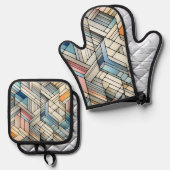 Geometric Mosaic 鍋つかみ&鍋敷きセット (正面/裏面)