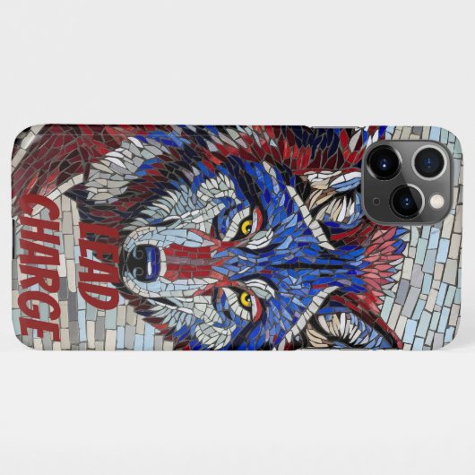 Geometric Mosaic Alpha Wolf Phone Case iPhoneケース (裏面横)