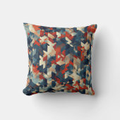 Geometric Mosaic in Blue and Red クッション (正面)