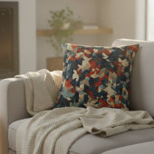 Geometric Mosaic in Blue and Red クッション