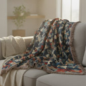 Geometric Mosaic in Blue and Red スローブランケット