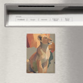 Geometric Mosaic Lioness with Stylized Africa Map  マグネット (インサイチュ (食洗機))