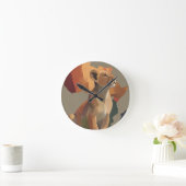 Geometric Mosaic Lioness with Stylized Africa Map ラウンド壁時計 (ホーム)