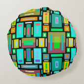 Geometric Mosaic Pillow Block Shape ラウンドクッション (裏面)