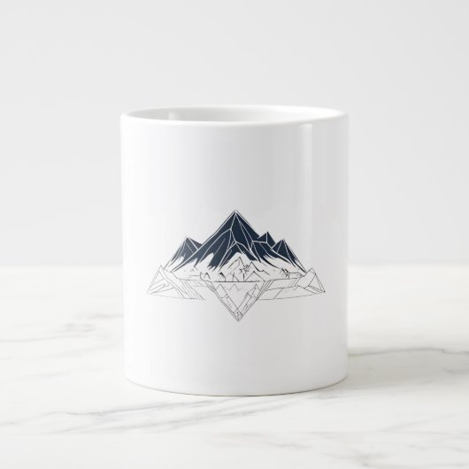 Geometric Mountain Outline Personalized Family Nam ジャンボコーヒーマグカップ (正面)