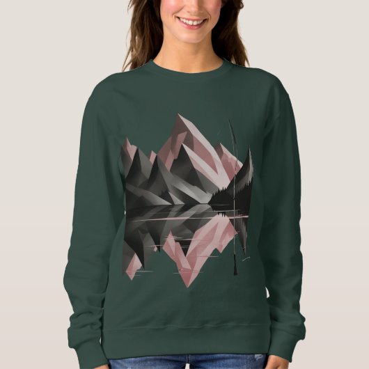 Geometric Mountain Scene – Women’s Sweatshirt スウェットシャツ (正面)