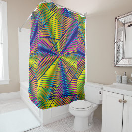 Geometric Multicolored Gradient Lines Modern  シャワーカーテン