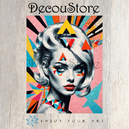 Geometric Muse – Modern Pop Art Woman Decoupage 薄葉紙