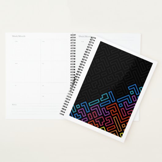 Geometric Neon Maze Pattern – Modern Colorful プランナー手帳 (ディスプレー)