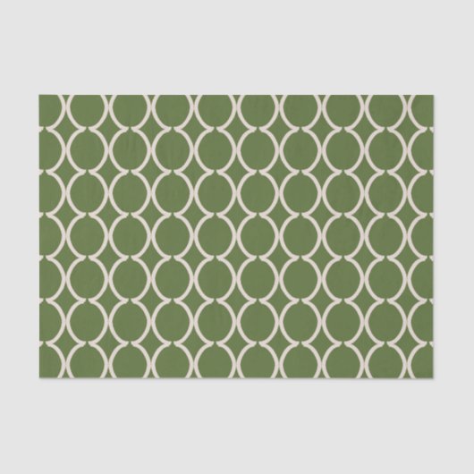 Geometric Ogee Lattice Olive Green 薄葉紙 (正面)