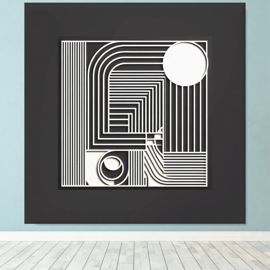 Geometric Orbit Lines キャンバスプリント (インサイチュ (ウッドフロア))