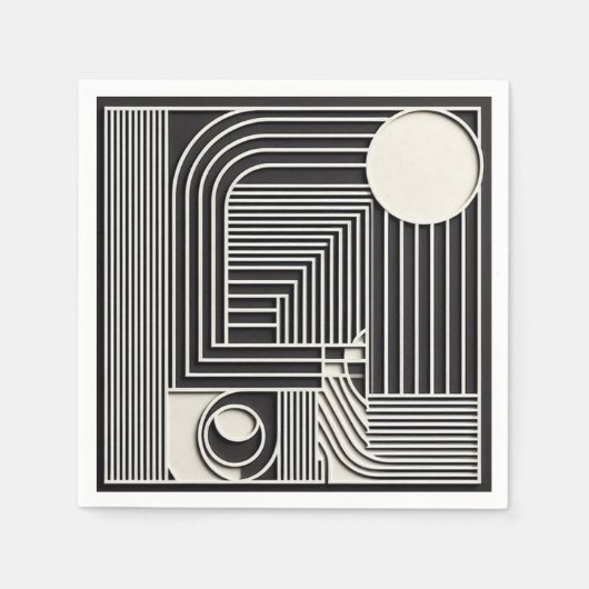 Geometric Orbit Lines スタンダードカクテルナプキン (正面)