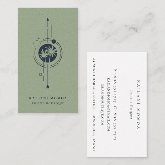 Geometric Palm モダン Treeビーチロゴ 名刺 (正面/裏面)