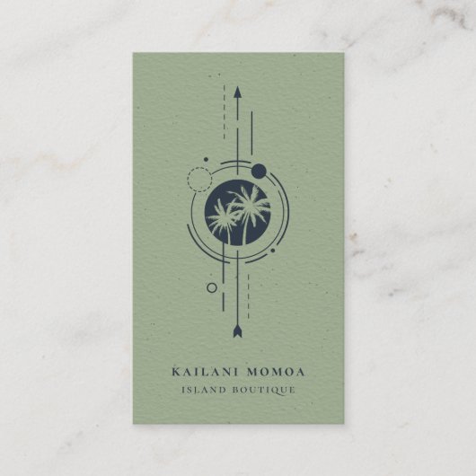 Geometric Palm モダン Treeビーチロゴ 名刺 (正面)