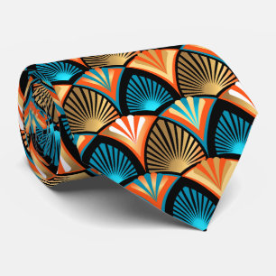 Geometric palm leaves golden pattern in Art Deco ネクタイ
