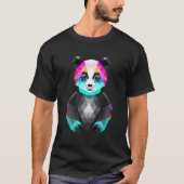 Geometric Panda Colorful Face Polygonal Tシャツ (正面)