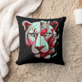 Geometric Panther Split Face– Modern Abstract  クッション (ブランケット)