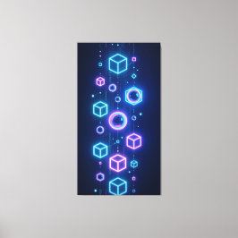 Geometric particles shimmered with neon light キャンバスプリント