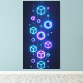 Geometric particles shimmered with neon light キャンバスプリント (インサイチュ (ウッドフロア))