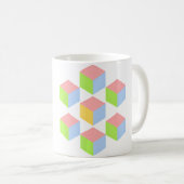Geometric Pastel Isometric Optical Illusion Cube コーヒーマグカップ (正面右)
