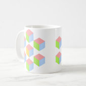 Geometric Pastel Isometric Optical Illusion Cube コーヒーマグカップ (正面左)