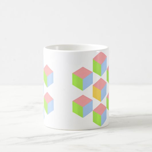 Geometric Pastel Isometric Optical Illusion Cube コーヒーマグカップ (中央)