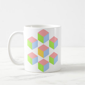 Geometric Pastel Isometric Optical Illusion Cube コーヒーマグカップ