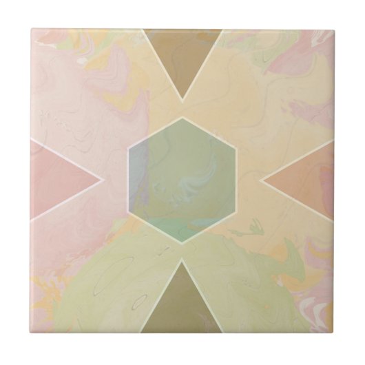 Geometric Pastel Marble Beige タイル (正面)