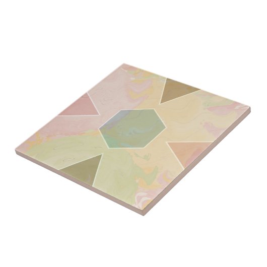 Geometric Pastel Marble Beige タイル (側面)