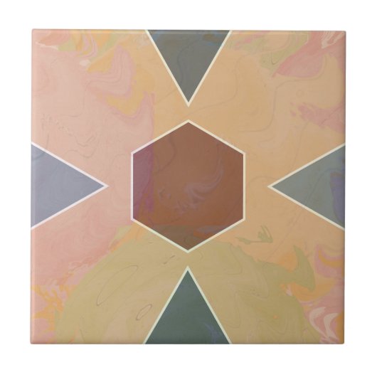 Geometric Pastel Marble Earthy タイル (正面)
