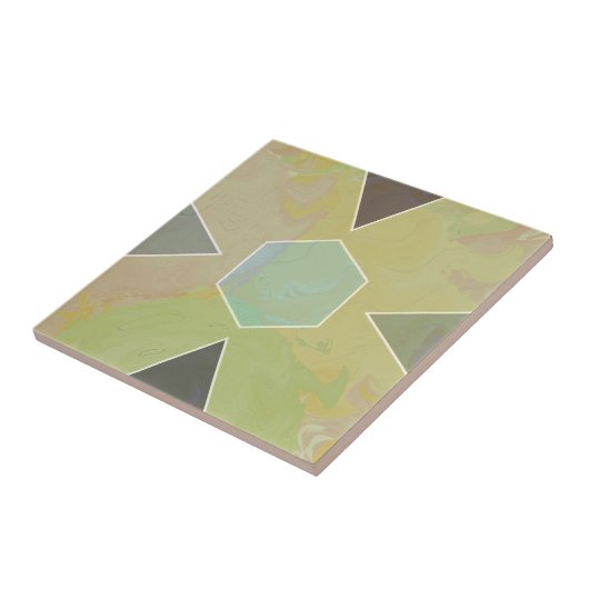 Geometric Pastel Marble Olive Green タイル (側面)