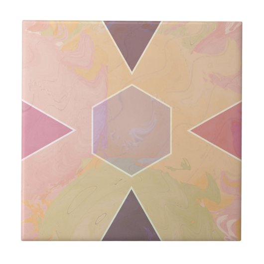 Geometric Pastel Marble Peach タイル (正面)