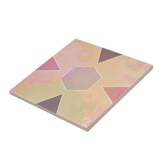 Geometric Pastel Marble Peach タイル (側面)