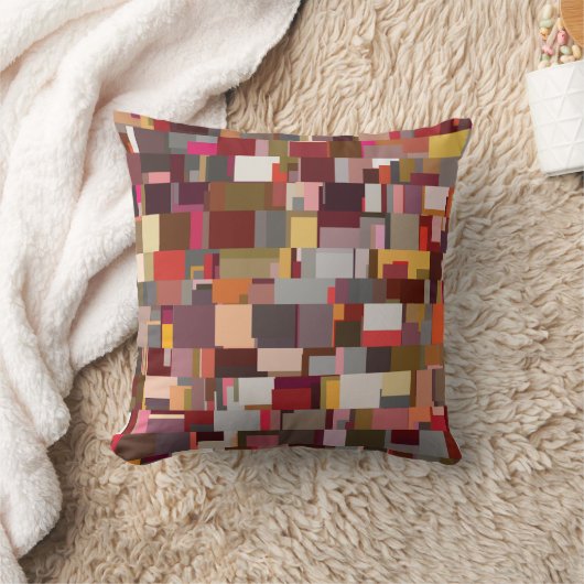 Geometric Patchwork Abstract Mosaic Pattern クッション (ブランケット)