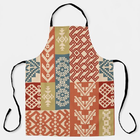 Geometric patchwork ornamental ethnic pattern エプロン (正面)