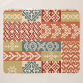 Geometric patchwork ornamental ethnic pattern シェルパブランケット (正面(横))