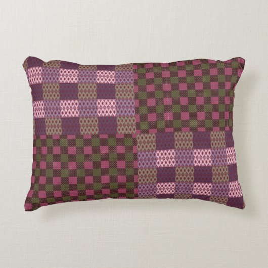 Geometric Patchwork Throw Pillow – Modern Purple C アクセントクッション (正面)