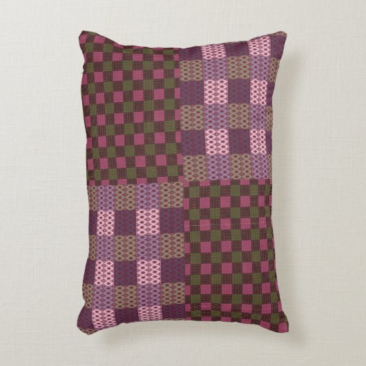 Geometric Patchwork Throw Pillow – Modern Purple C アクセントクッション (正面(垂直))
