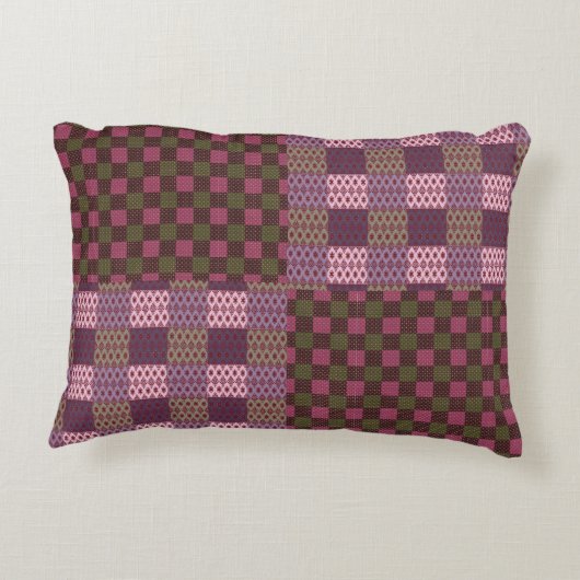 Geometric Patchwork Throw Pillow – Modern Purple C アクセントクッション (裏面)
