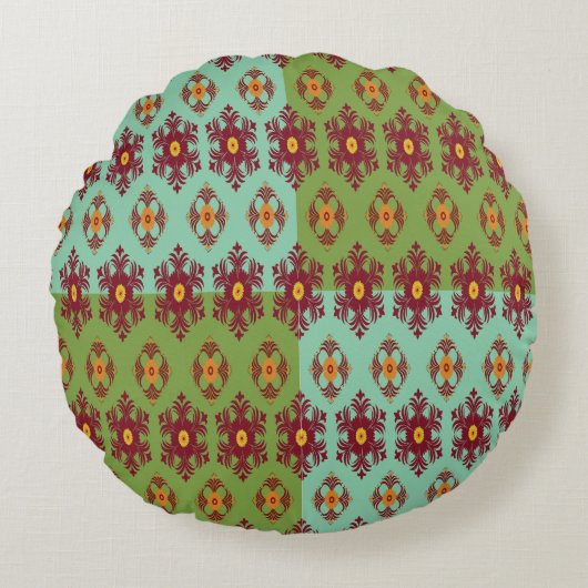 Geometric Patchwork Throw Pillow – Modern Purple C ラウンドクッション (正面)