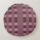 Geometric Patchwork Throw Pillow – Modern Purple C ラウンドクッション (正面)