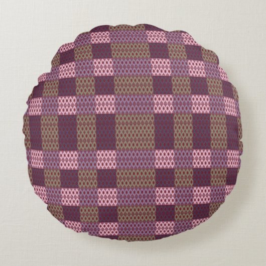 Geometric Patchwork Throw Pillow – Modern Purple C ラウンドクッション (正面)