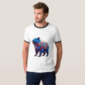 Geometric 'Patriotic Pup Brew' Futuristic Tee Tシャツ (正面フル)