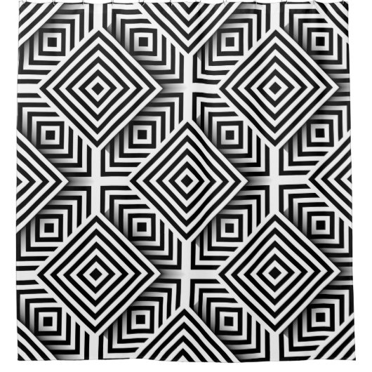 Geometric pattern. Black and white. Squares and st シャワーカーテン (正面)