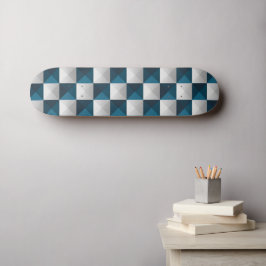 Geometric Pattern Blue Silver Skateboard スケートボード