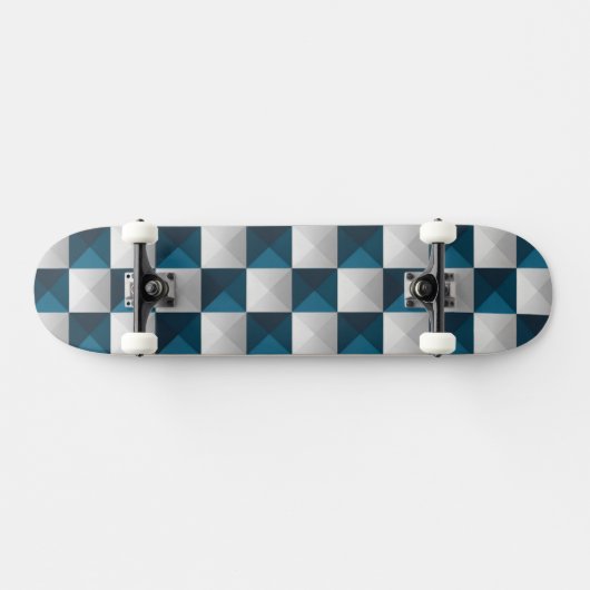 Geometric Pattern Blue Silver Skateboard スケートボード (横)