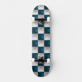 Geometric Pattern Blue Silver Skateboard スケートボード (正面)